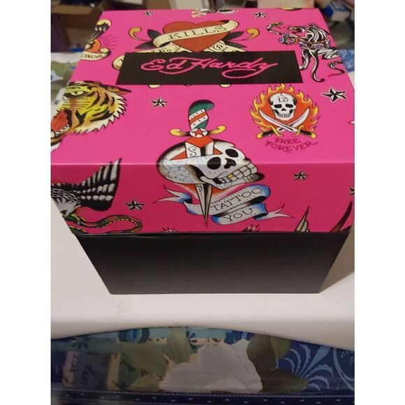 BNIB~Ed Hardy Women's Multi-Color Crystal Silver Analog Watch - Picture 2 of 5